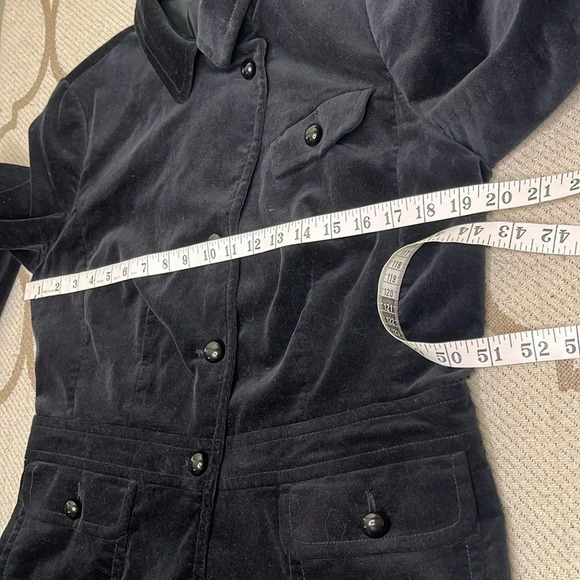 Talbots Velvet Black Ruffle Accent back Long Sleeve bubble buttons Blazer Jacket - Picture 12 of 17